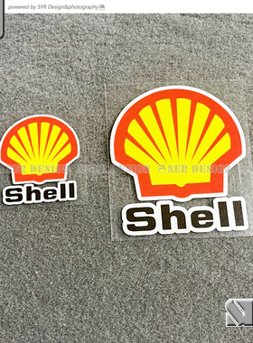 汽车个性反光贴纸赞助商品牌LOGO车贴黄色壳润滑油车尾玻璃装饰