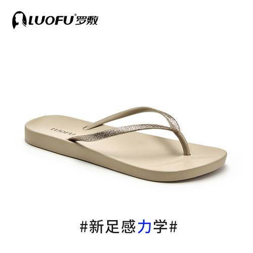 LUOFU 罗敷人字拖女夏纯色经典时尚夹脚平底防滑洗澡沙滩情侣凉鞋