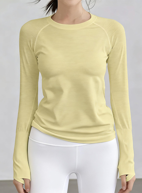 瑜伽服上衣女秋冬修身显瘦高弹运动长袖圆领跑步速干健身t恤外穿