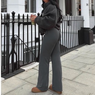 显瘦直筒阔腿长裤外穿瑜伽裤女高腰收腹提臀普拉提训练健身休闲裤