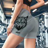 印花简约百搭女外穿 瑜伽短裤 酷飒风高腰显瘦紧身短裤 三分运动短裤