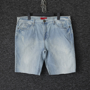 40码 清仓! 外贸尾货 GUESS 洗水直筒 宽松 牛仔裤 短裤 男