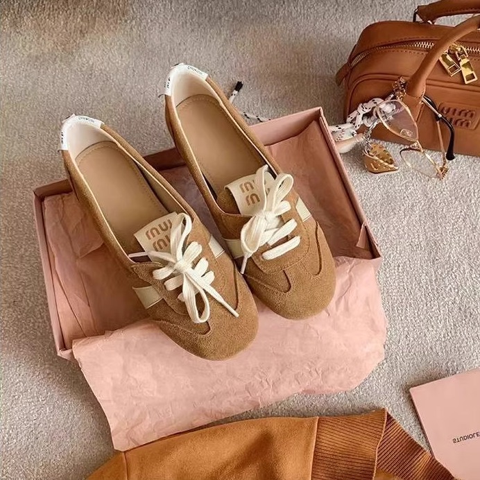 德训鞋女2025新款春秋季平底系带