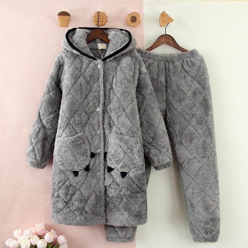 连帽中长款休闲可外穿个性女生加厚加绒冬季睡衣珊瑚绒家居服套装,女士内衣/男士内衣/家居服,睡衣/家居服套装,淘宝优惠券,粉丝福利购,淘宝优惠卷