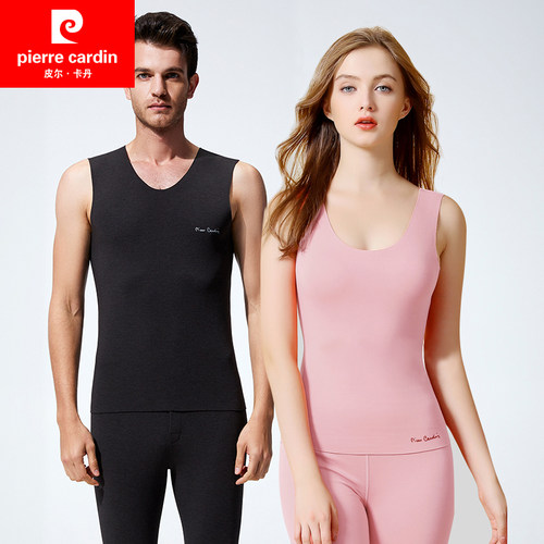 皮尔卡丹圆领宽肩德绒背心弹力打底背心739103