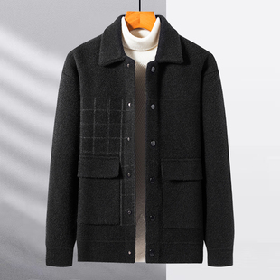 厚款 潮流夹克上衣休闲 毛呢外套男个性
