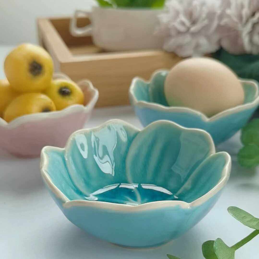 日式釉变冰裂调味碟花型陶瓷碟子小菜碟味碟火锅酱料醋调碟果酱碗