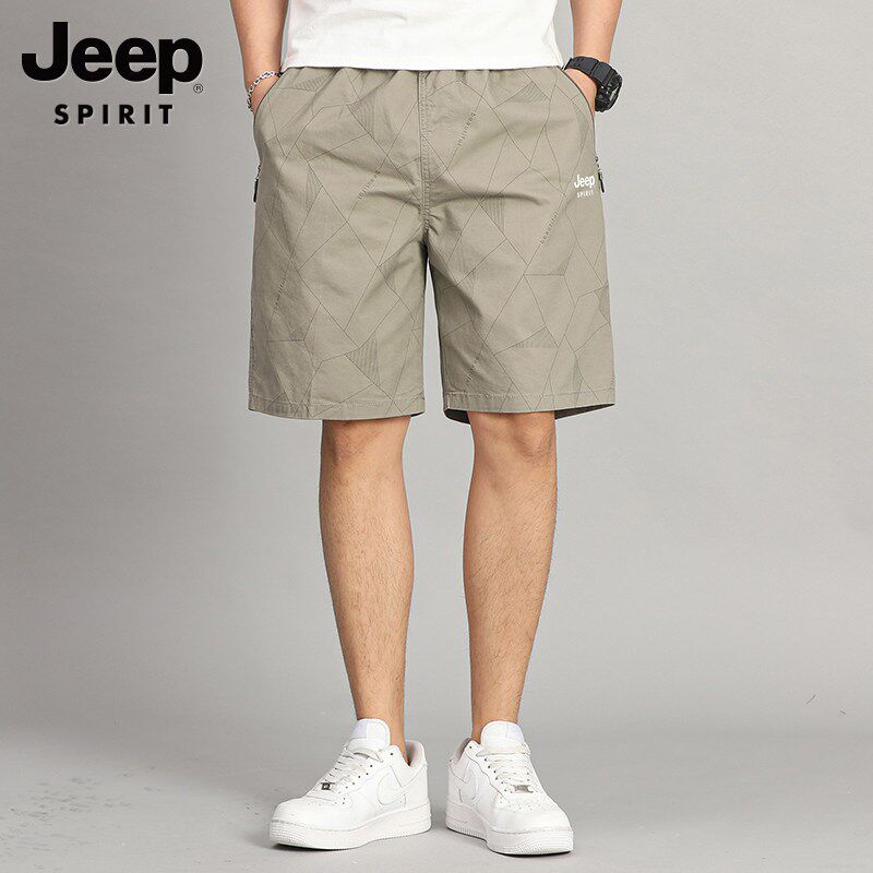 吉普男士短裤休闲五分裤男夏季新款纯棉爸爸工装宽松运动裤子男装
