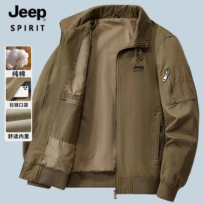 JEEP吉普纯棉夹克男加绒加厚春秋