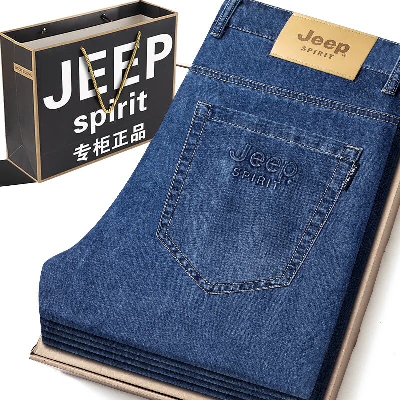吉普JEEP牛仔裤男士弹力2026新款直筒春夏薄款大码弹力休闲长裤子