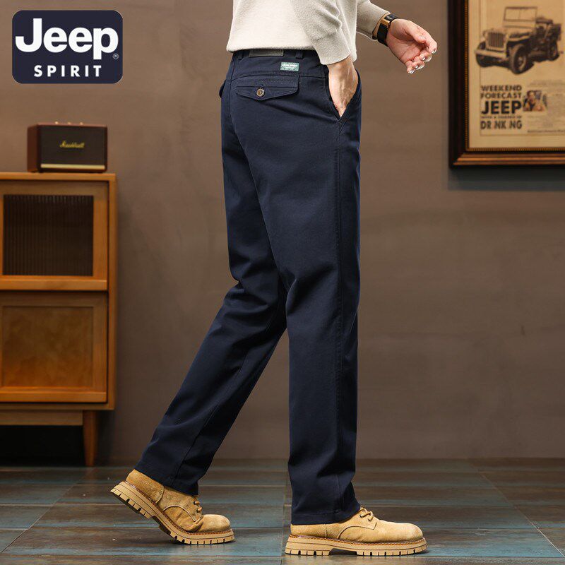 吉普男士休闲裤男装2026新款纯棉秋季宽松直筒长裤子商务男裤春季
