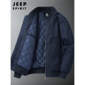 吉普JEEP棉衣外套男士 冬季 中年爸爸棒球领加棉加厚宽松休闲棉服男