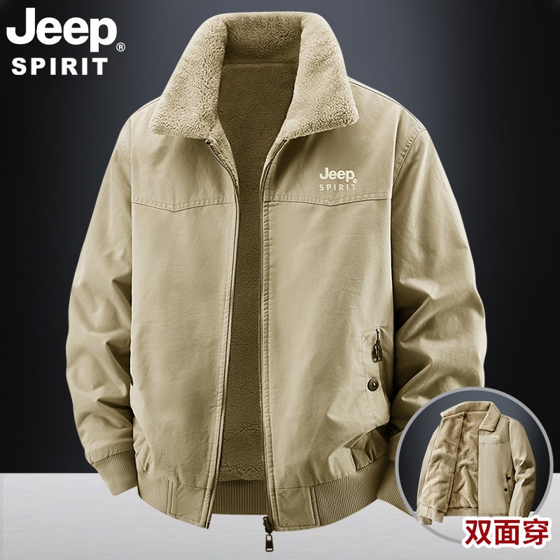 JEEP吉普双面穿加绒外套棉衣男士