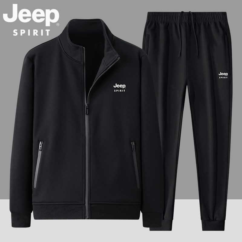 JEEP吉普秋冬季棉质套装男士立领