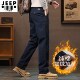 吉普男士 子商务 长裤 纯棉加绒加厚休闲裤 直筒宽松高腰中年保暖大码
