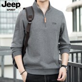 JEEP吉普半拉链卫衣男士 t恤 立领宽松休闲长袖 春秋新款 纯棉打底衫