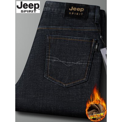 JEEP吉普牛仔裤男秋冬季加绒加厚