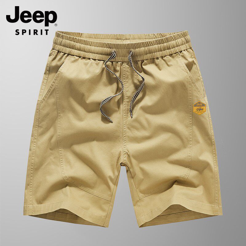 吉普纯棉短裤男士夏季薄款宽松大码五分裤休闲爸爸运动透气裤子潮