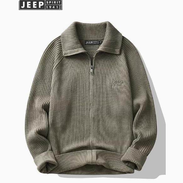 JEEP吉普男士开衫毛衣宽松休闲纯棉外套2025春秋款线衣针织衫男潮