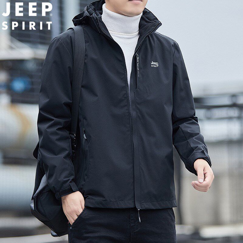 JEEP冲锋衣三合一可拆卸内胆防风防水保暖男士秋冬户外休闲外套