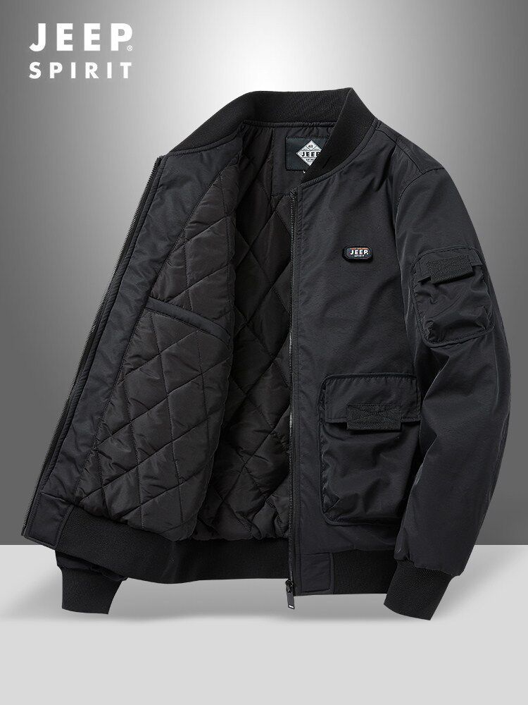 JEEP工装外套男士春秋季短款休闲棒球服飞行员棉服男冬季加厚棉衣