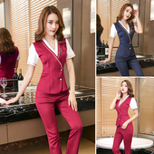 套装 2023春夏新款 显瘦女长裤 修身 足疗师服洗浴桑拿按摩技师工装