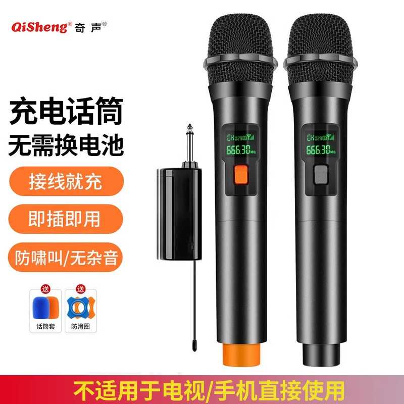 奇声 充电万能无线麦克风话筒U段家庭KTV唱歌演讲舞台K歌会议音箱