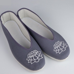 男女和尚老人居士全棉寿衣殡葬 庄严鞋 寿服纯棉衣居士服寿鞋 莲花鞋