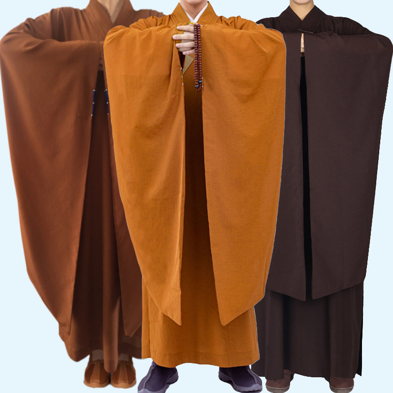 了通广袖海青僧服男居士服姜土黄色宽袖海清男女款咖啡黑色不易透
