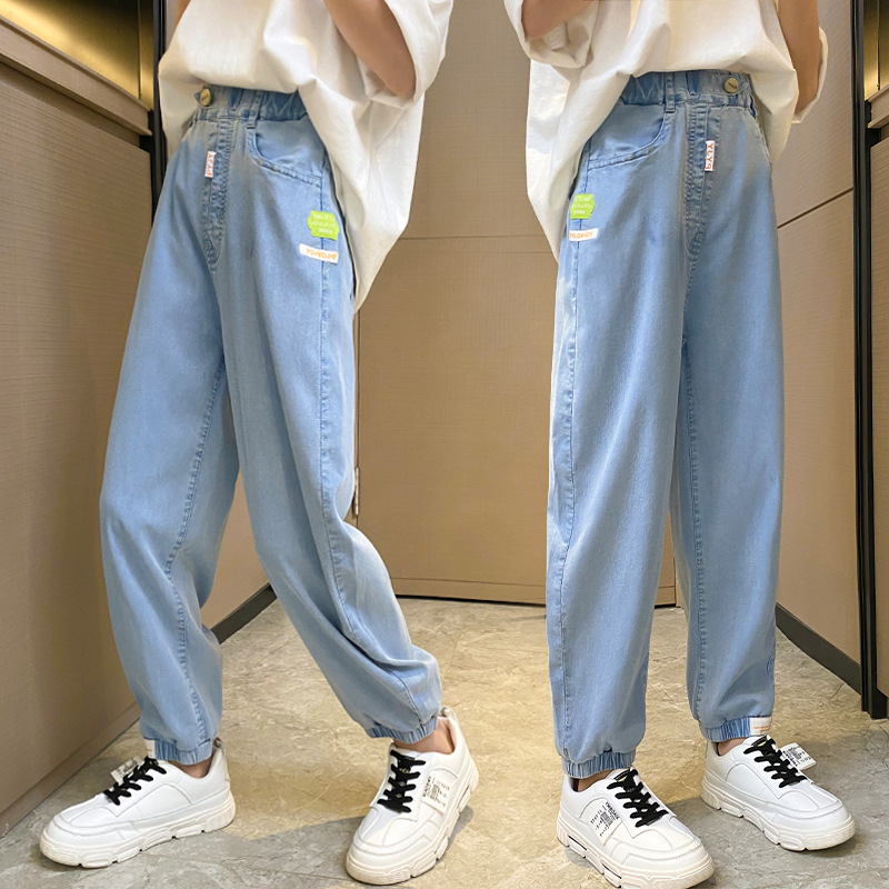 女童裤子夏季薄款中大童夏装冰丝防蚊裤2025新款儿童天丝牛仔长裤