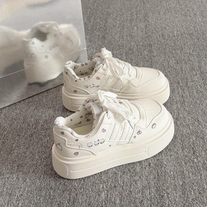 厚底小白鞋女款2026新款春季板鞋ins潮百搭小众休闲面包鞋子