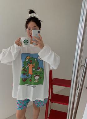 C家 韩系ins新款百搭圆领纯色套头长袖T恤