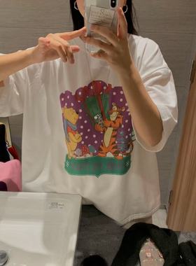 C家  韩系ins新款百搭卡通印花短袖T恤女宽松显瘦上衣