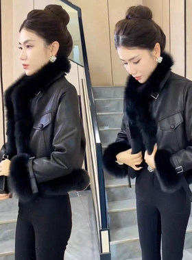 冬季新款加棉PU皮衣外套女