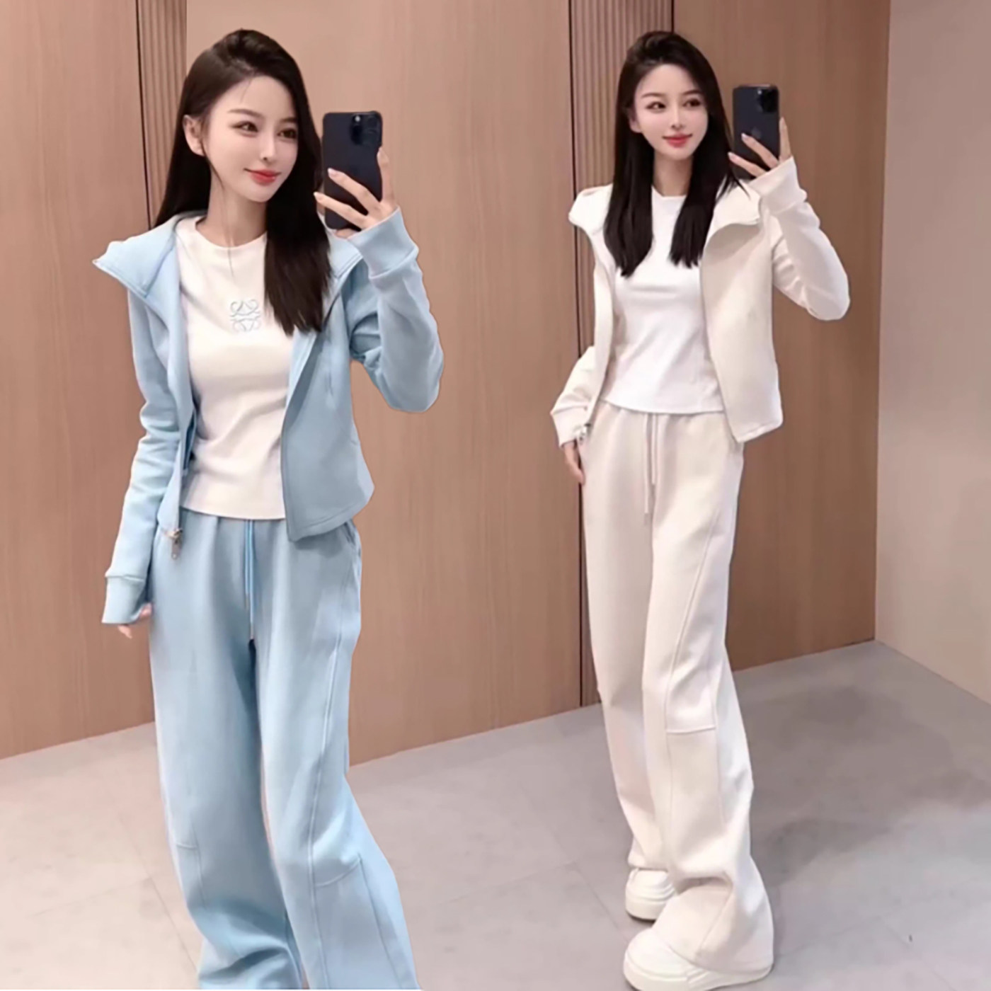 2025春秋新款休闲运动服套装女净版拉链卫衣外套直筒裤百搭两件套