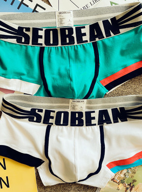 男士平角内裤男青年纯色简约运动内裤纯棉舒适运动透气四角短裤平