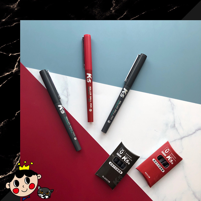 晨光k5 roller ball pen直液式走珠笔可替换墨囊中性笔签字笔0.