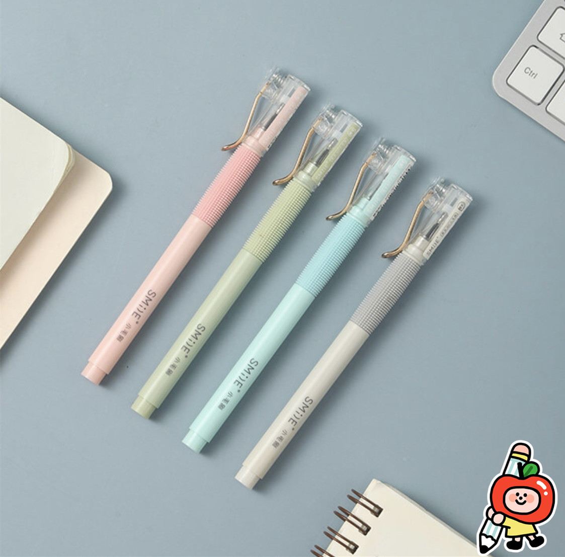 晨光微笑smile小毛刷360 中性笔0.5mm黑色满19 包邮c1901