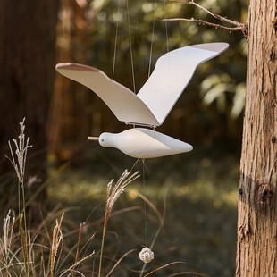 飞翔 民宿艺术饰品 海鸥木质飞鸟挂件创意悬挂空中房间平衡吊饰装