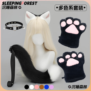 手作仿真狐狸猫耳朵头箍毛绒兽耳发箍cosplay装 扮道具拍照头饰