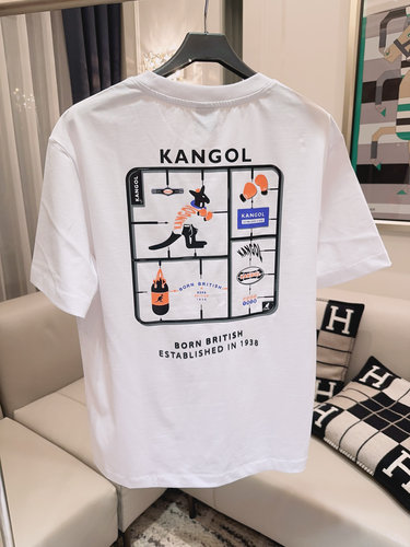 中国台湾kangol袋鼠潮牌t恤男白色短袖夏季纯棉宽松半袖圆领上衣