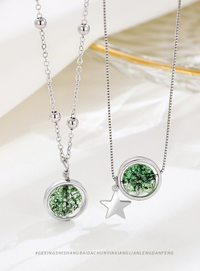 高级感水晶轻奢气质风纯银项链女