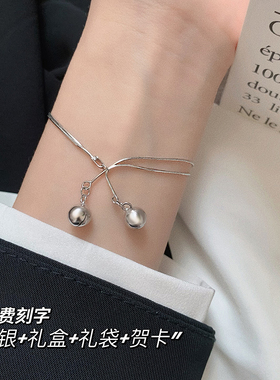 小众设计双层铃铛蛇骨纯银手链