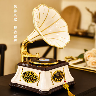 音箱收音機客廳音響擺件 藍牙留聲機復古80年代輕奢唱片機懷舊老式