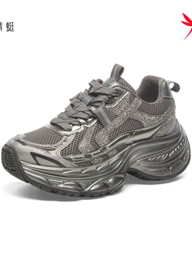 红蜻蜓2026新款春女老爹鞋休闲BD62004481厚底水钻BD62004482网面