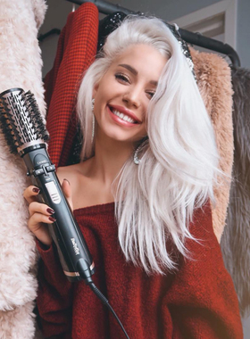 BaByliss吹风梳自动卷发器负离子钻石暖风内扣梳造型梳蓬蓬梳2995