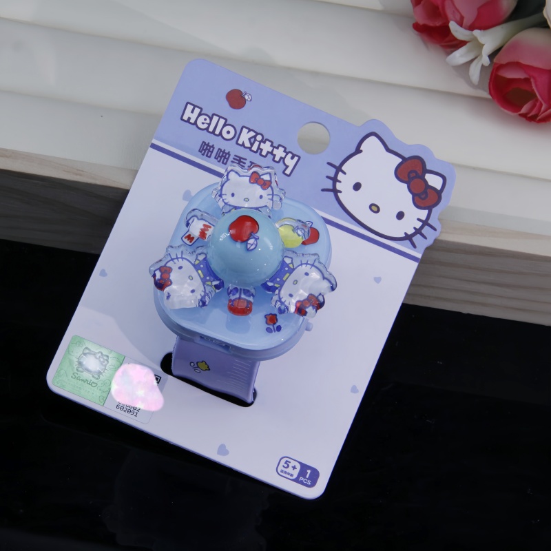 三丽鸥hellokitty猫儿童装饰手表啪啪圈旋转闪发光拍拍圈手环卡通