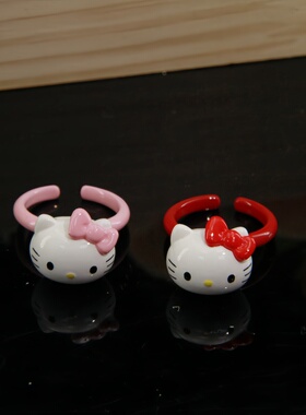 新年三丽鸥开口少女儿童戒指halllokiyyt可爱公主红指环戒子闺蜜