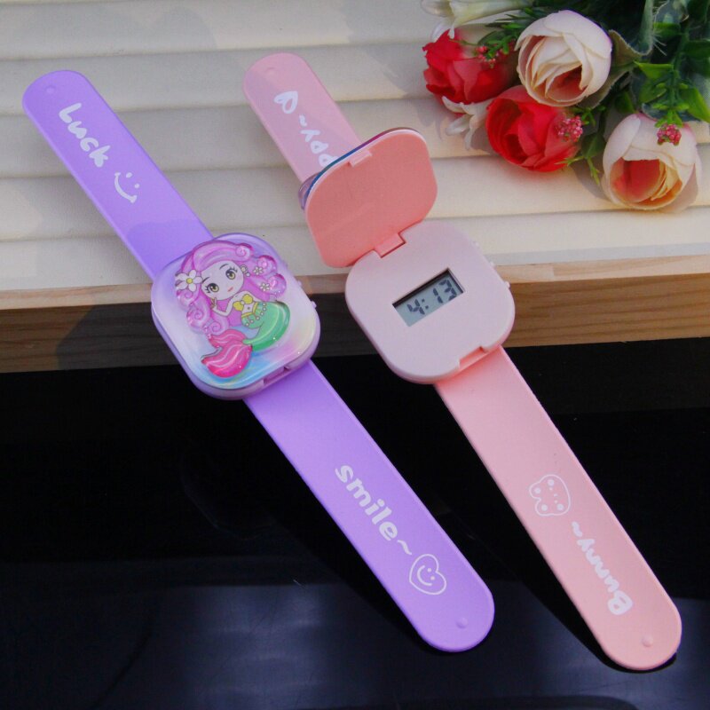 美人鱼儿童手表啪啪圈玩具装饰品平贴手环女童公主拍拍圈卡通女孩