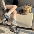 千禧冰岛毛毛雪地靴女2025冬季新款厚底增高东北棉鞋保暖加绒短靴